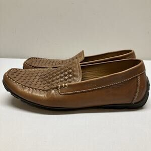Geox Woven Driving Moccasins Loafers Brown Leather Slip On Shoe Size 44 US 11